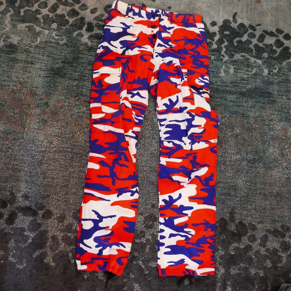 Button fly military style pants red white and blue size 27 x 31